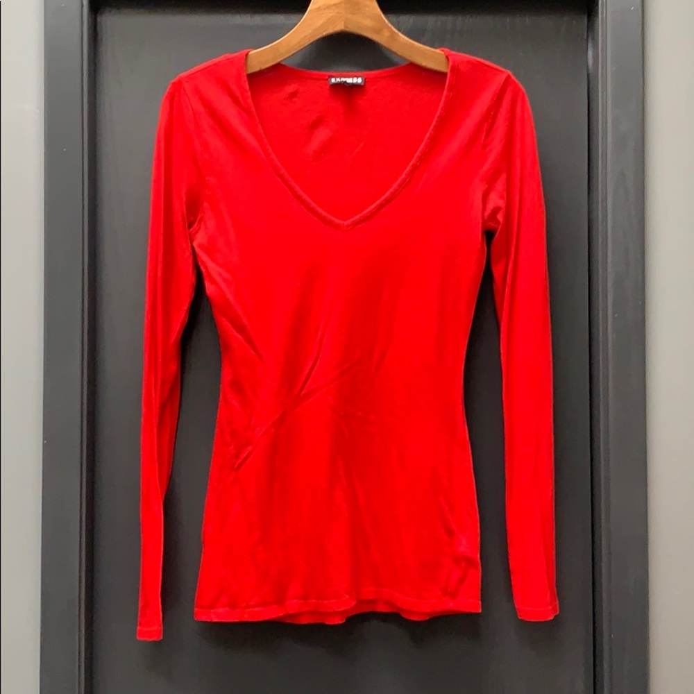 Express Red Long Sleeve Top - Size S